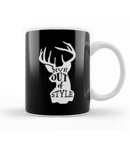 Retro Animal Stag Nvr Out of Style White Kupa Bardak Porselen