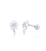 Renkli Çiçek Gümüş Piercing (Beyaz-Rose Gold)