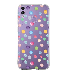 PrintiFy Huawei Honor 8C ile Uyumlu 1mm Slim Fit Water Color 6 Baskılı Şeffaf  Kılıf