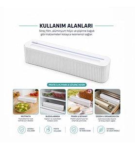 PLASTİK FOLYO - STREÇLİK FİLM KESİCİ 35CM PRATİK KESME APARATLI MANYETİK SABİTLEME (5680)