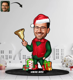 BK Gift Kişiye Özel Erkek Yılbaşı Tasarımlı Karikatür Biblo -16, Yılbaşı Hediyesi, Yeni Yıl Hediyesi