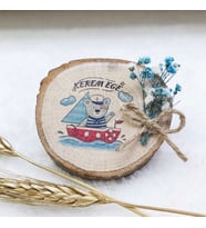 Hayaller Dükkanı 30 Adet Doğal Ahşap Magnet Bebek Şekeri UV Baskılı Çiçek Süslü 6-8 Cm