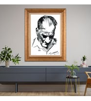 Altın Paspartulu Atatürk  Çerçeveli Tablo C601 (Gold)