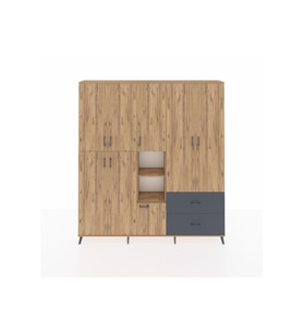 Arges Dolap 12 Raflı 2 Çekmeceli Tek Askılı 220x30x243 Çam-Çam/Antrasit
