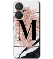 Vivo Y27 Kılıf HD Desen Baskılı Kılıf - Pembe Mermer Desenli M Harfi