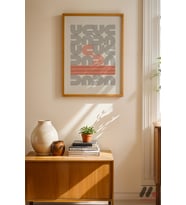 Bauhaus Tipografi Geometrik Poster, Ahşap Çerçeveli Duvar Tablosu - Modern Ev