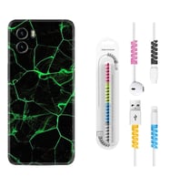 Vivo Y15S Y32 Y33S Y51 Y53S Kılıf Kablo Koruma Spiral Silikon Yeşil Şerit Mermer 1320