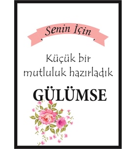 Küçük bir mutluluk hazırladık GÜLÜMSE Siyah Çerçeveli 50 Adet