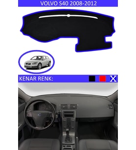 Volvo S40 2008-2012 Için Uygun Torpido Koruma Halısı Siyah Kenar Renk Mavi