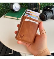 Modica Pescol - Hakiki Deri RFID Korumalı Otomatik Mekanizmalı Akıllı Kartlık/Cüzdan (Taba)