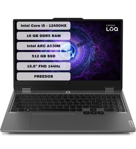 Lenovo LOQ 15IAX9I Intel Core i5 12450HX 16GB 512GB SSD Arc A530M Freedos 15.6" FHD Taşınabilir Bilgisayar 83FQ000UTR