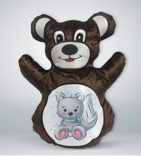 BK Gift Sevimli Kedi Tasarımlı Kahverengi Ayıcık Yastık-1