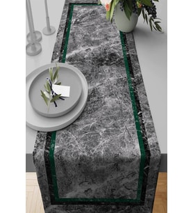 Yeşil Çerçeveli Desen Premium Masa Örtüsü Runner RNR243