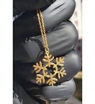 925 Ayar 24 Ayar Altın Kaplama Kar Tanesi Kolye