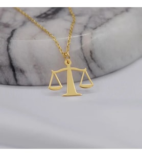 Kişiye Özel 925 Ayar Gümüş Terazi Figürlü Kolye (Gold)