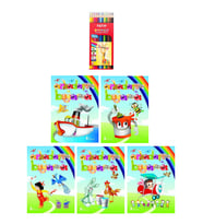 3-6 Yaş Arkadaşım Boyama Kitapları 5 li +Fatih 12 li Kuru Boya (Beyaz)