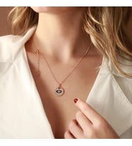 Göz Model Zirkon Taşlı Rose Gold Kaplama Gümüş Kolye