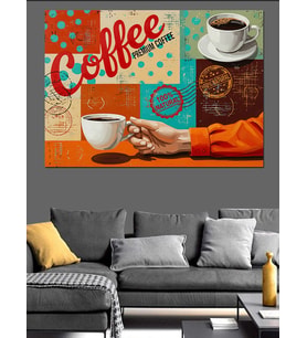 Coffee Reklamı Vintage Tasarım Dekoratif Kanvas - Mdf Ahşap Tablo