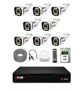 FURY 8 Kameralı 1080P Sesli 6 Warm LED Renkli Gece Görüşlü Güvenlik Kamera Sistemi 250GB 1606