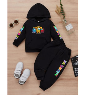 Deocept Kids Erkek Cocuk Among Us Kapüşonlu Sweatshirt ve Eşofman Altı Takım