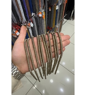 Hematit Taşı Rondela Kesim Parlak Antik Sarı 6x2mm Doğal Taş Dizi
