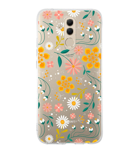 Huawei Mate 20 Lite Uyumlu Kapak Flowers Tasarımlı Şeffaf Silikon Kılıf