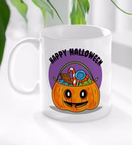 BK Gift Happy Halloween Tasarımlı Beyaz Kupa Bardak-11