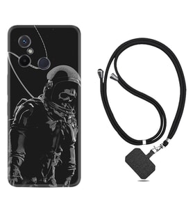 Xiaomi Redmi 12C Kılıf Silikon Boyun Askılı İpli Desenli Silikon İskelet Astronot 1613
