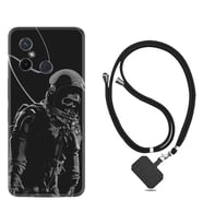 Xiaomi Redmi 12C Kılıf Silikon Boyun Askılı İpli Desenli Silikon İskelet Astronot 1613