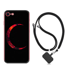 Apple iPhone 5 6 7 8 Plus Se XR Kılıf Boyun Askılı Silikon Red Moons 1747