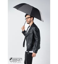 Marlux Siyah Ekose Unisex Yarasa Tip Kırılmaz Şemsiye M21MAR077R004 (Siyah-Siyah)