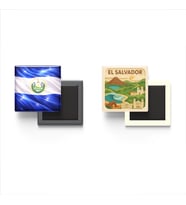 Buzdolap Magnetleri - El Salvador Bayrağı ve Paper Cut Tema - 2'li Set Magneti
