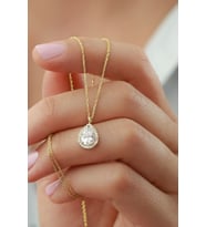 925 Ayar Gümüş Gold Damla Kolye