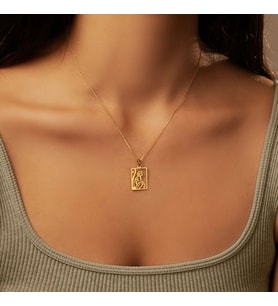 Kişiye Özel 925 Ayar Gümüş Minimal Tablo Maymun Silüet Kolye (Gold)
