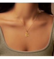 Kişiye Özel 925 Ayar Gümüş Minimal Tablo Maymun Silüet Kolye (Gold)