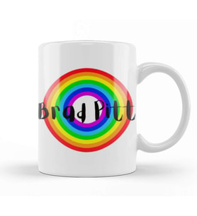 Brad Pitt  Retro Rainbow Style Kupa Bardak Porselen