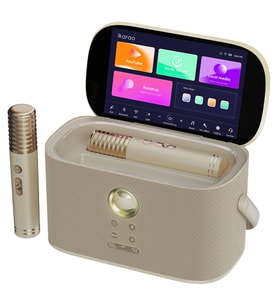 Ikarao Partybox Shell S2 140W Karaoke Bluetooth Hoparlör Seti, 8" Dahili Tablet, 2 Kablosuz Mikrofon, RGB Işıklı Taşınabilir Hoparlör, Gold