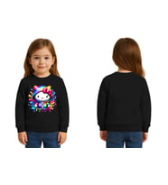 Unisex Hello Kity Baskılı Çocuk Swaetshirt 3 İplik Şardonlu (Siyah)