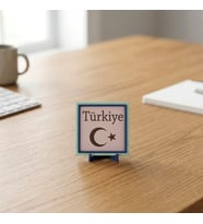 Ay Yıldız Motifli Modern Dekoratif Masaüstü Objesi, Sevdiklerinize Hediye Edebilmeniz İçin 10x10 cm