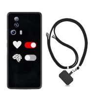 Xiaomi Mi 13 Lite Kılıf Silikon Boyun Askılı İpli Desenli Silikon Love Brain 1722