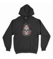 Kuru Kafa Güllü Siyah Kapşonlu Sweatshirt Hoddie