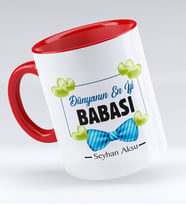 BK Gift Kişiye Özel Dünyanın En İyi Babası Tasarımlı Kırmızı Kupa Bardak - Model 1