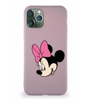Apple iPhone 11 Pro Soft Premier Kapak Minnie Mouse-B Tasarımlı Silikon Kılıf - Pudra (Şeffaf)