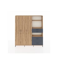 Arges Dolap 12 Raflı 4 Çekmeceli Tek Askılı 220x30x243 Çam-Çam/Antrasit