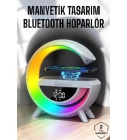 Bluetooth Hoparlör Dijital Göstergeli Wireless Şarj Rgb Işıklı