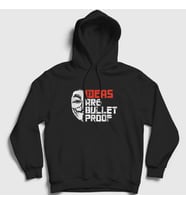 Presmono Unisex Siyah Bulletproof Film V For Vendetta Kapüşonlu Sweatshirt 255541tt