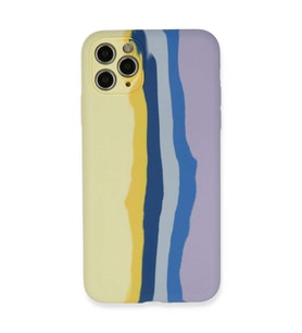 İphone 11 Pro Kılıf Ebruli Lansman Silikon - Sarı-lila