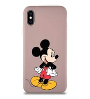 Apple iPhone X Soft Premier Kapak Mickey Mouse-D Tasarımlı Silikon Kılıf - Pudra (Şeffaf)