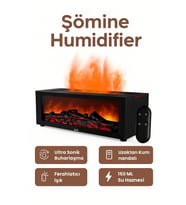 Şömine Tasarımlı 150 ML Ultrasonik Buhar Makinesi Kumandalı Hediyelik Aroma Difüzörü (Siyah)