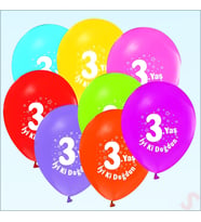  3.Yaş Doğum Günü Pastel Balon, 30cm x 6 Adet